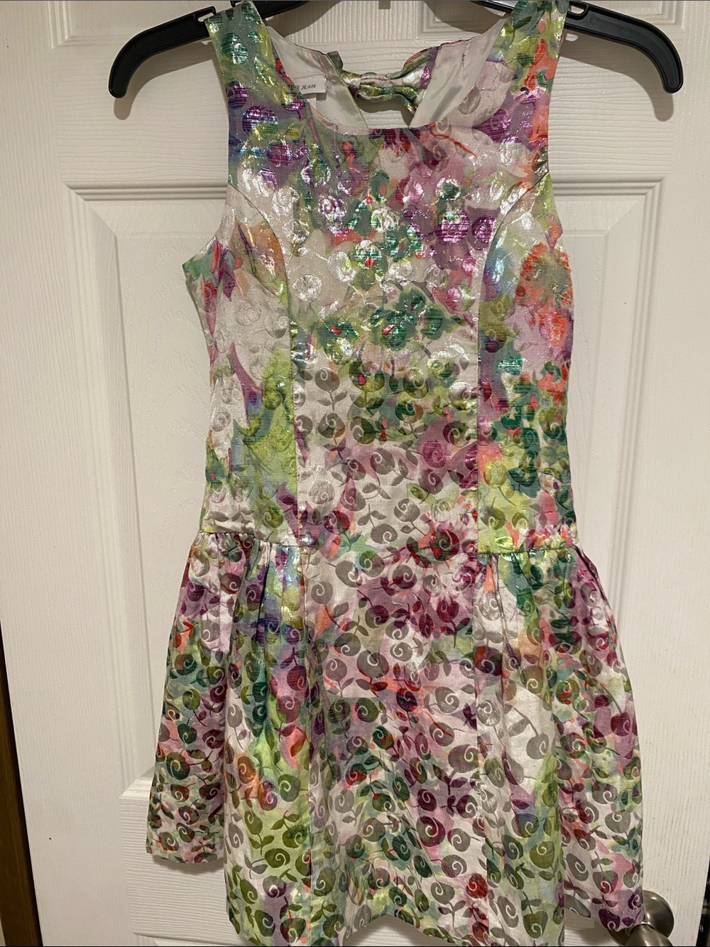 Bonnie Jean White Floral Shimmer Party Dress